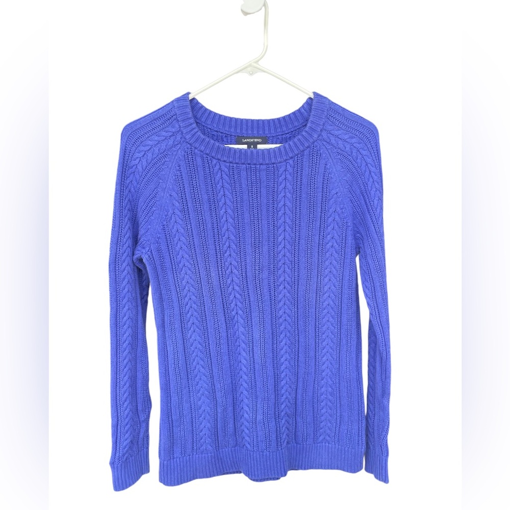 Lands end Loose Cable Knit Sweater Ribbed Crewneck Pullover Small